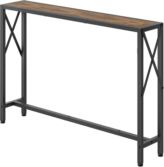 41.7" Console Table Behind Couch, Industrial Narrow Sofa Table for Hallway, Living Room, Bedroom, Rustic Brown