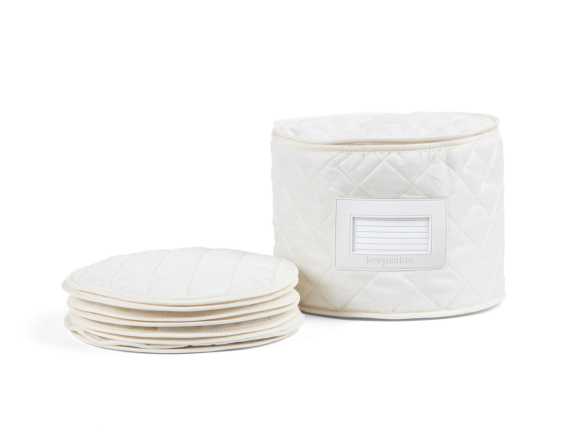 Covermates Dish Storage Case, 9" Diameter x 7"H, Cream - Image 1