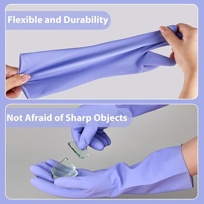 Rubber gloves for dishwashing 4 Pairs, Kitchen gloves for dish cleaning gloves, Reusable (Small, Colorful)