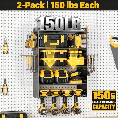 2 Pack Power Tool Organizer Wall Mount, 5‑Tier Garage | Garage Storage - Image 4