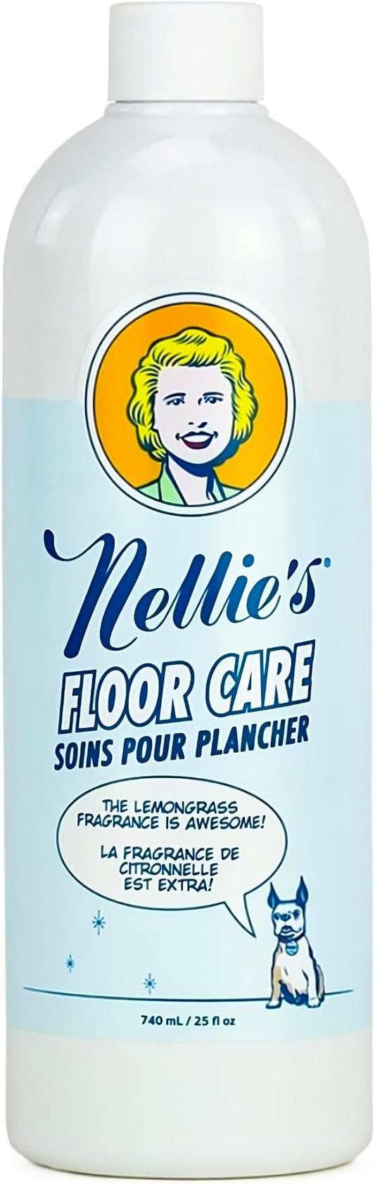 Nellie's Floor Care – Plant-Based Floor Cleaner for Hardwood, Tile, Ceramic, and More – Effectively Lifts Dirt and Odors – Fresh Lemongrass Scent (25 fl oz) - Made in Canada