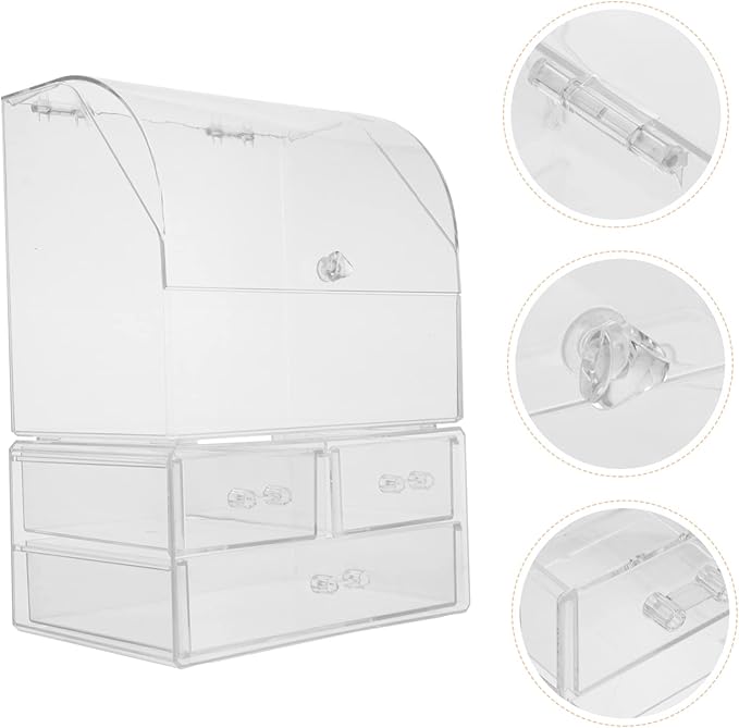 Acrylic Makeup Storage Box Lid Desktop Organizer for Cosmetic and Beauty Products Large Dustproof Drawer Type Design for Vanity and Bathroom Use