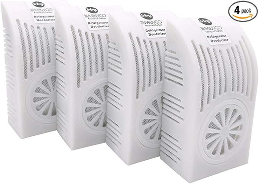 [4-Pack x 200g] Charcoal Bags with Plastic Box, Activated Carbon Bamboo Charcoal Air Purifying Bag for Refrigerator, Wardrobe, Closet, Shoebox, Drawer, Pet Home, Storage Room