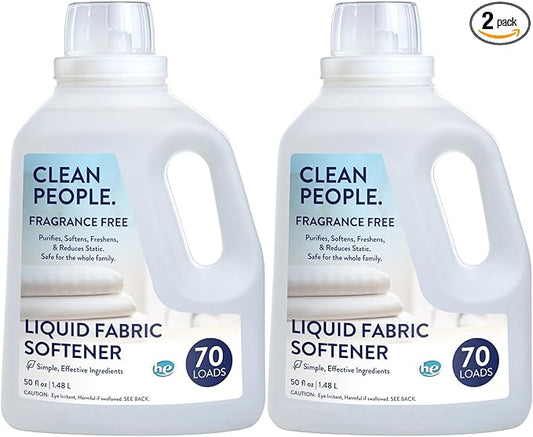 The Clean People Liquid Fabric Softener - Softens & Removes Static Cling - Vegan (100 Fl Oz, Fragrance Free)