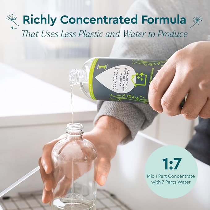 Puracy Multi-Surface Cleaner Concentrate - Plant-Powered All Purpose Cleaner - Surface Cleaner Solution As Seen on TikTok (Organic Lemongrass, 16 fl oz, 1 Pack)