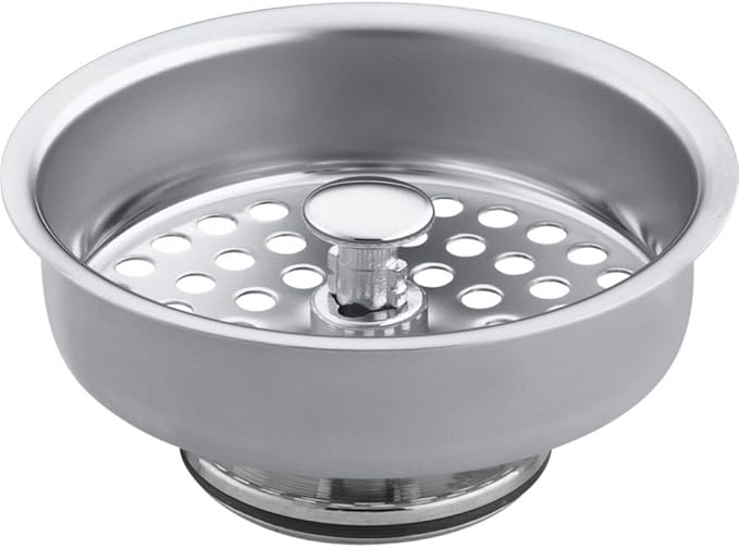 KOHLER K8803-CP Duostrainer Sink Strainer Basket, Removeable Stainless Steel Open/Close Stopper, Tight Seal, Polished Chrome