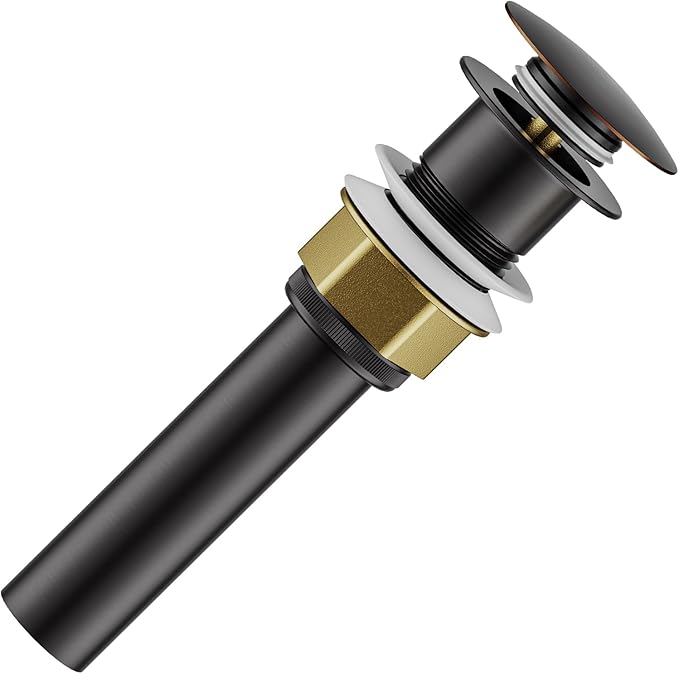 Bathroom Sink Drain with Strainer Basket and Pop-Up Drain Stopper Set (Oil Rubbed Bronze, Without Overflow)