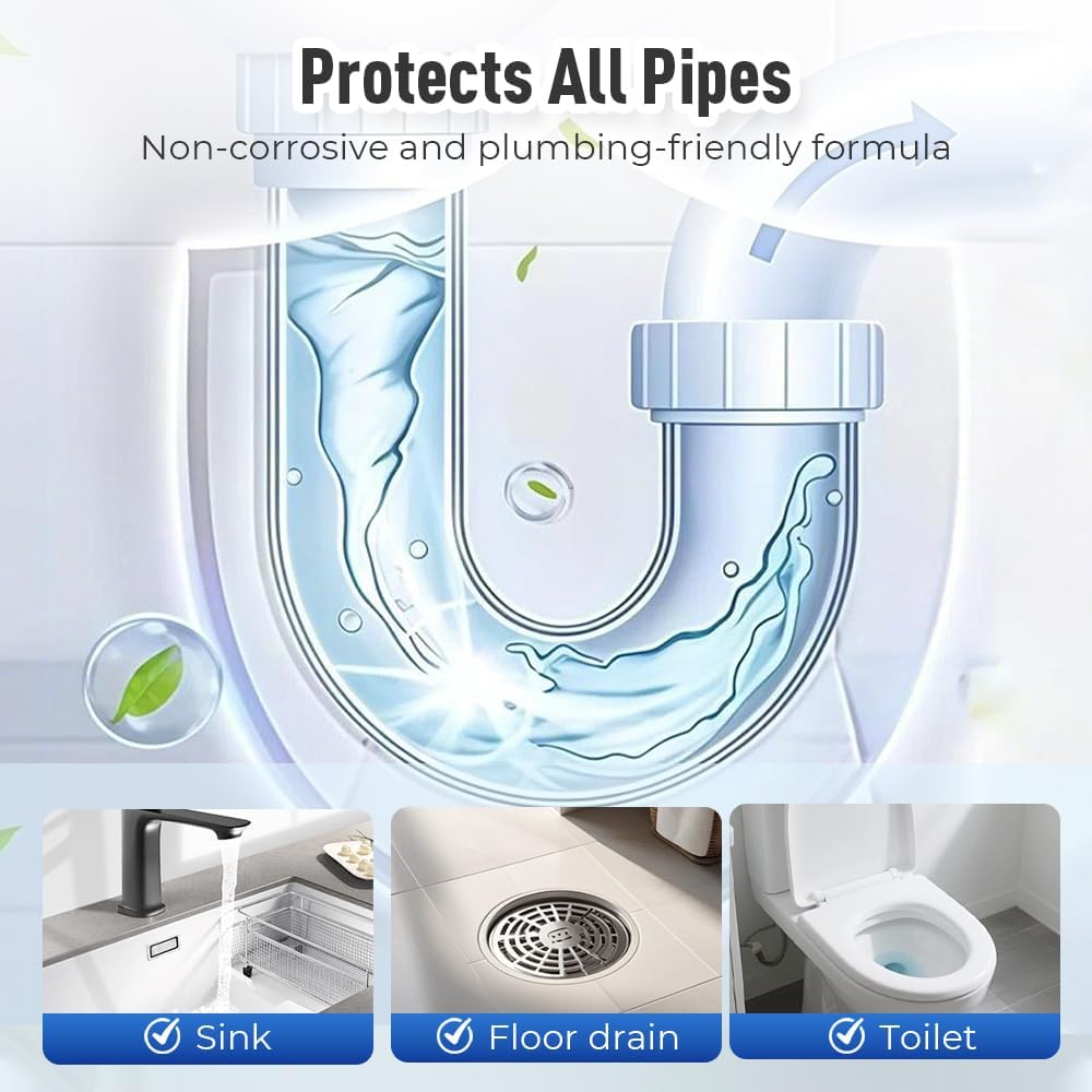 Powerful Drain Clog Remover – Unclogs Hair, Grease & Soap Scum Fast