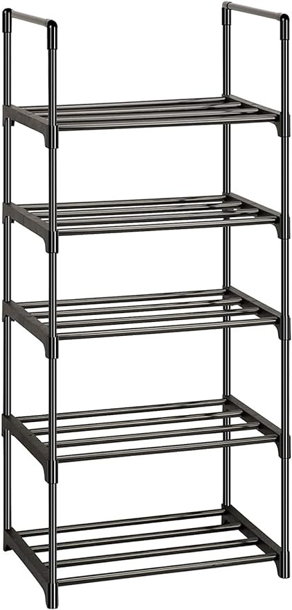 OYREL Shoe Rack, Sturdy Metal Shoes Rack Organizer,Narrow Shoes Stand Shelf 5 Tier Shoe Racks for Closets Small Space