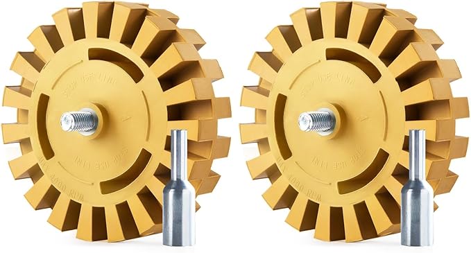 CowboyBOB 2 Pack Decal Remover Eraser Wheel Rubber Eraser Wheel for Drill Removes Car Stripes Vinyl Tapes and Graphics Rubber Eraser Wheel Tool Kit for Cars, RV, Motorcycles Sticker Remover Tool