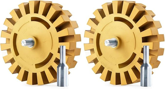 CowboyBOB 2 Pack Decal Remover Eraser Wheel Rubber Eraser Wheel for Drill Removes Car Stripes Vinyl Tapes and Graphics Rubber Eraser Wheel Tool Kit for Cars, RV, Motorcycles Sticker Remover Tool