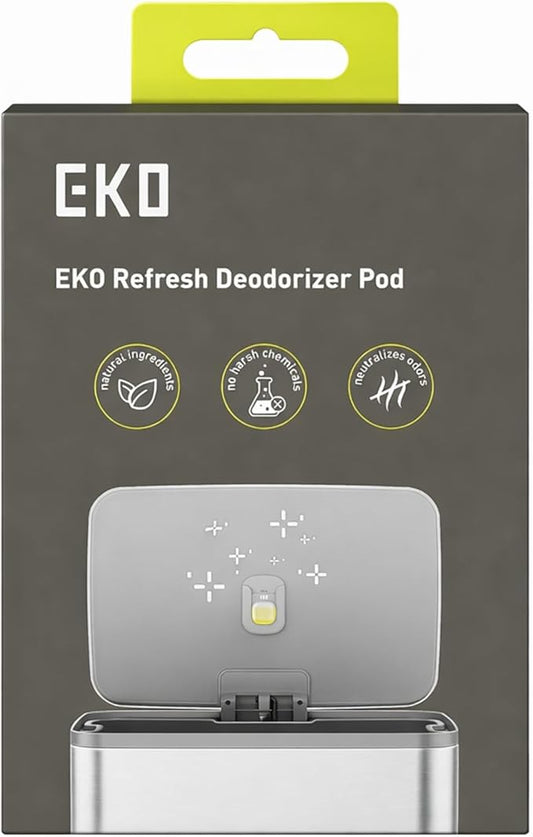 EKO Refresh Deodorizer Pod Kit with Refillable Holder, 1 Pod + 1 Holder, Plant-Based Odor Eliminator for Trash Can, Bathroom, Storage – Long-Lasting 45 Days Air Freshener, Natural, Chemical-Free