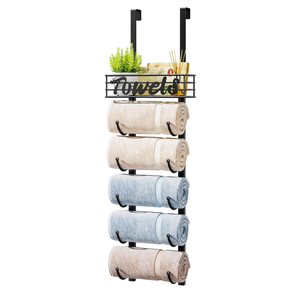 HapiRm Towel Racks for Bathroom Storage - 6 Tier Over - Image 1