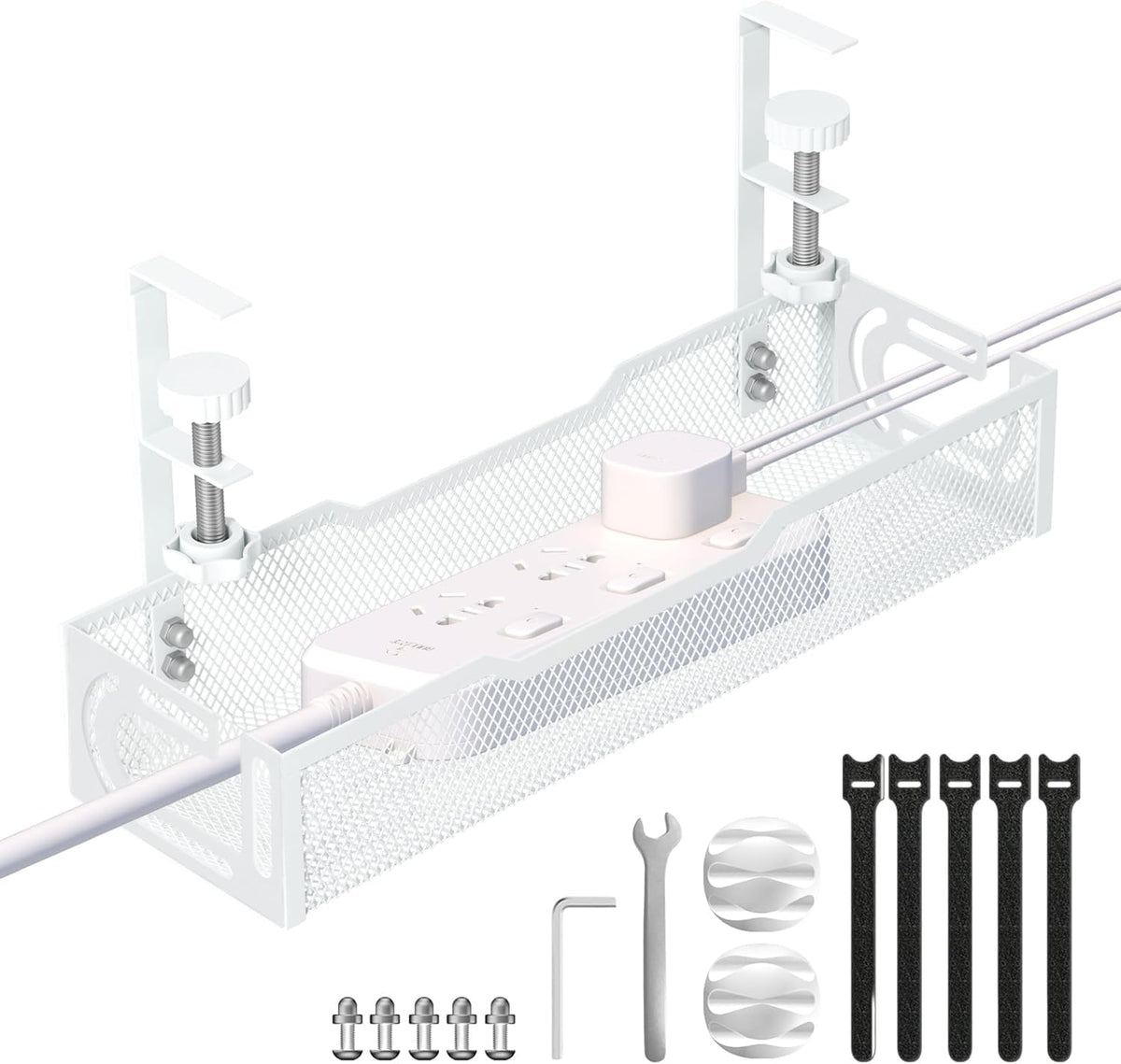 Under Desk Cable Management Tray, No Drill Mesh Cabl - Image 1