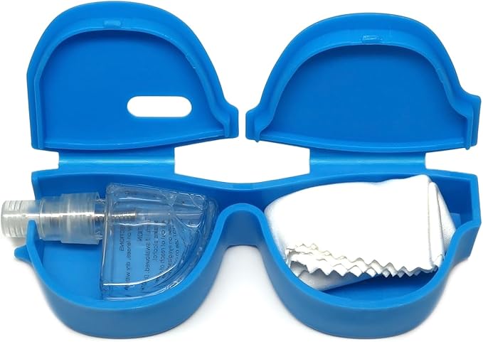 Calabria Kool Klean 2 Pack Eyeglass Lens Cleaner Kit Blue 15 ml Cleaning Spray, White Microfiber Cleaning Cloth Cleaning Kit