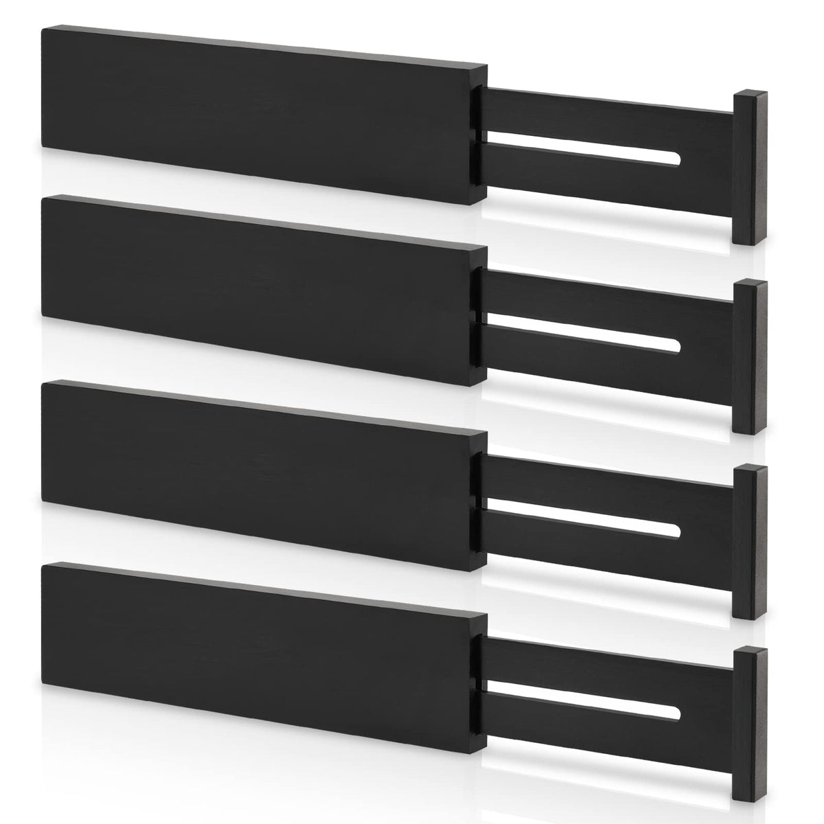 4 Pack Bamboo Drawer Dividers 2.6" High, Adjustable from 12 Inch - Image 1