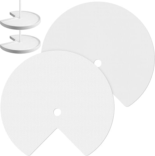 2 Pcs Lazy Susan Shelf Liner 31 Inch EVA Lazy Susan Shelf Liner Non-Adhesive Protection Mats for Cabinet Fridge Refrigerator Pantry Sink Cupboard Storage, White