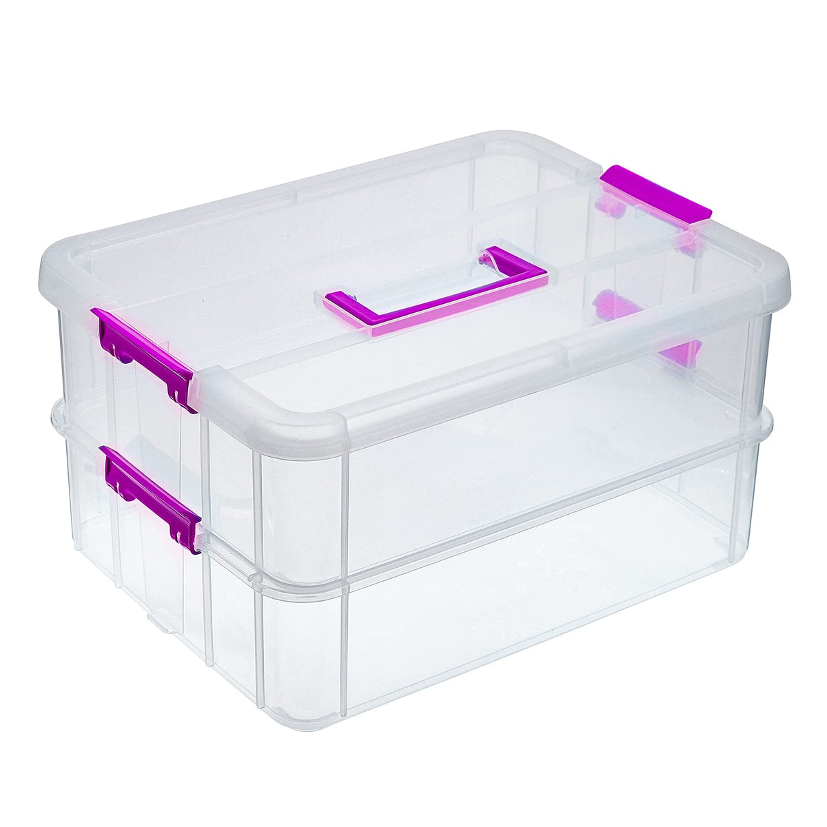 BTSKY 2 Layer Stack & Carry Box, Plastic Storage Container Box - Image 1
