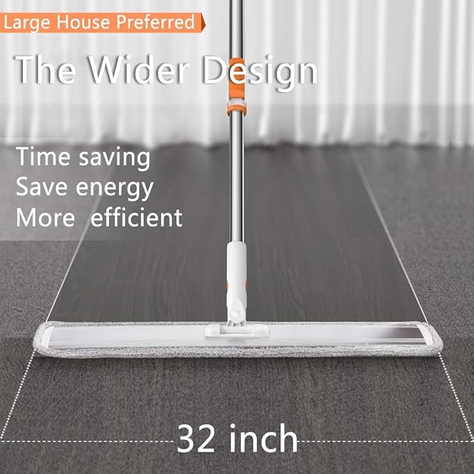 Mop Pads 32 inch Replacement 6 Pack mop Head Replacement Refills Washable Microfiber Pads Commercial Reusable Refill Fit for Most Flat Mop Frame