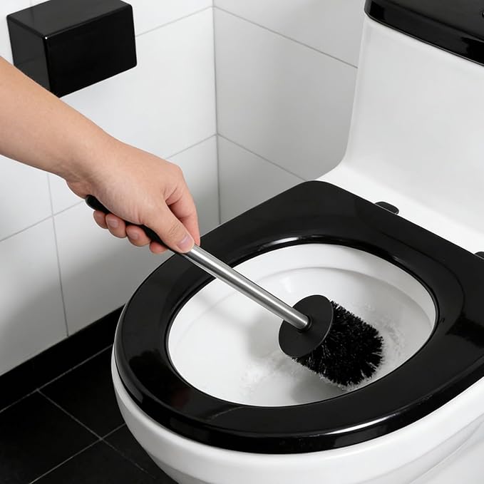 Toilet Bowl Brush Holder Set: Bathroom Toilet Deep Cleaning Scrubber with Cover - Compact Round Cleaning Tools for Washroom Bathroom