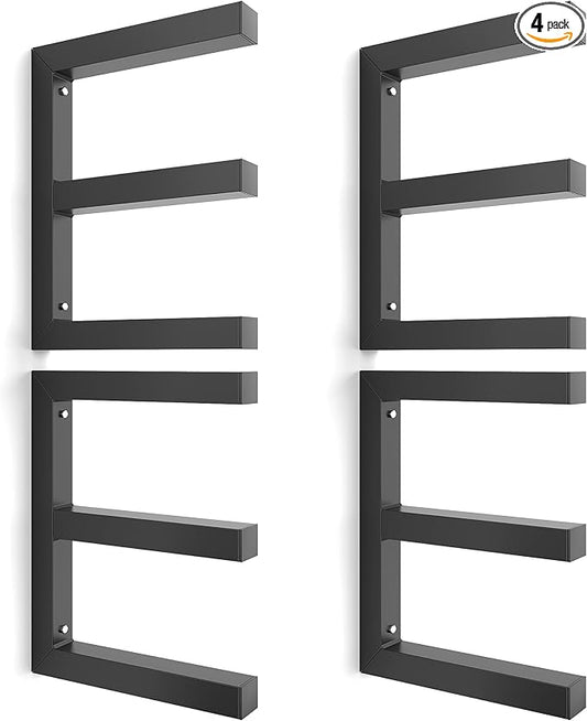 Ultrawall Lumber Storage Rack Wall Mount Wood Storage Racks, Metal Wood Organizer Racks for Shed, Workshop, Garage, Holds Up 220 LBS Per Level (Pack of 4, Black)