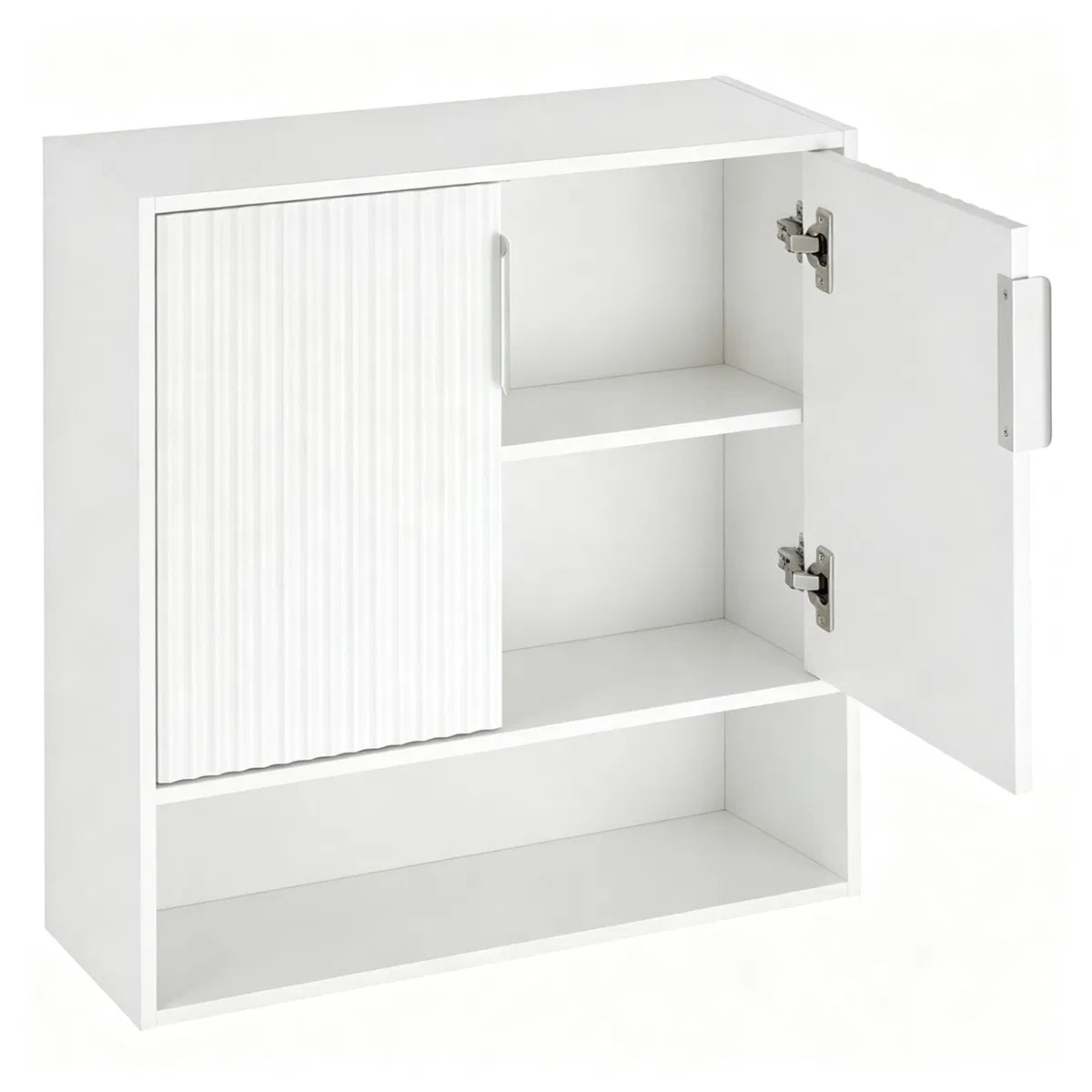 Wall Mounted Bathroom Cabinet, Modern Fluted Panel Storage Cabinet with Adjustable Shelf, 2-Door MDF Medicine Cabinet for Bathroom Kitchen Laundry Room Organization - Image 6