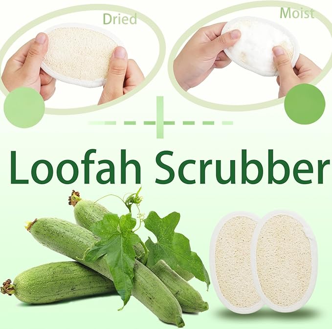54 Pcs Exfoliating Loofah Pad Bulk Natural Scrubber Luffa Brush Close to Skin Body Scrubber Shower Loofah Sponge Pad for Men Women Spa Bath