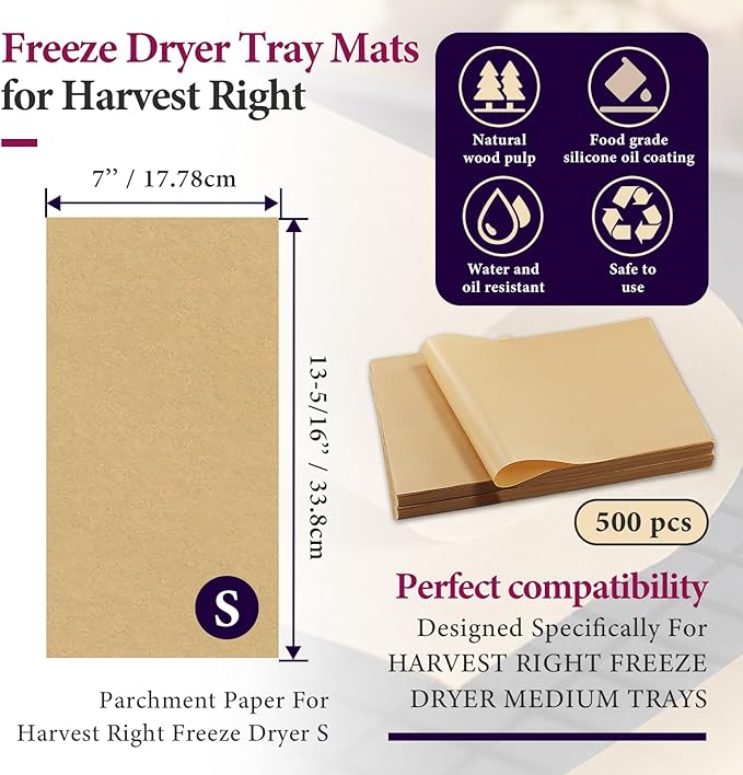 500 Packs Freeze Dryer Tray Mats For Harvest Right Freeze Dryer Accessories for Small Trays, Parchment Sheets, Freeze Dryer Tray Mats for Harvest Right