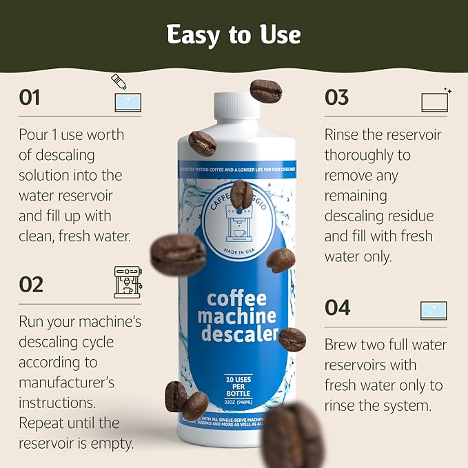 Descaling Solution (10 Uses) Delonghi Keurig Nespresso Coffee Machine Cleaner Descaler Kit Coffee Machine Descaler Compatible with All Brands Breville Ninja