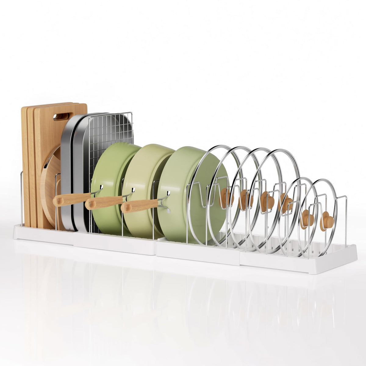 1 Pack Expandable Pot and Pan Organizers, 12 Adjustable Dividers - Image 1
