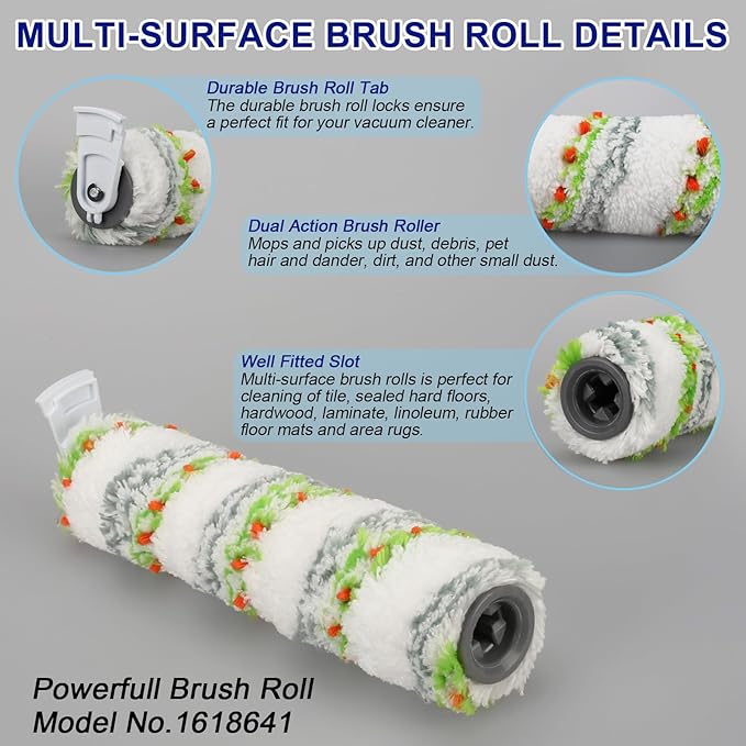 Lemige 2 Pack Replacement Brushes and Filters for Bissell CrossWave Max 2554 2590 2593 2596 for HydroSteam Plus 35151 3515 35152 3513 3518 Vacuums, Part 1618641 & 1608684