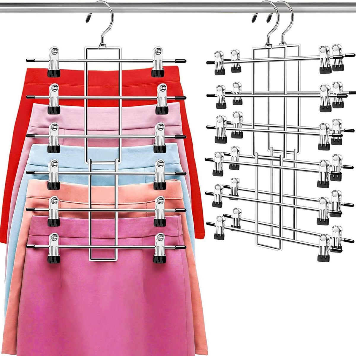 Pants Hangers with Clips,Space Saving Hanging Closet Organizer-6 - Image 1