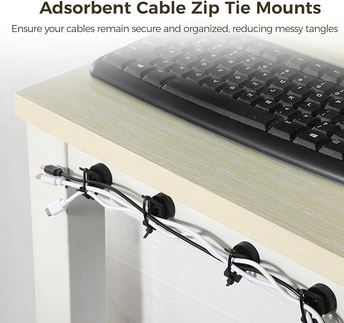 Magnetic Cable Zip Tie Mounts, 50 Pcs Magnet Bases with 200 Pcs Cable Ties, Multipurpose Wire Management Organizer for Desk PC Home Office, Adhesive-Free Cable Clips Holder