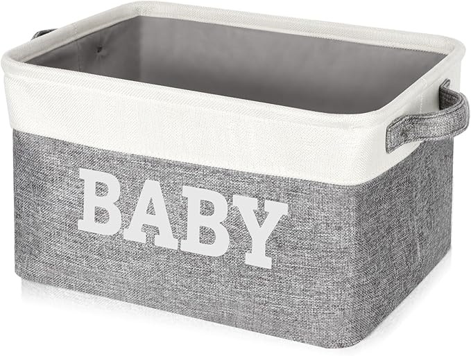 Large Gift Basket Empty 15.5 x 11.6 x 9.4, Baby Storage Basket Shower Gifts for for Newborn Baby Essentials, Diaper Caddy Organizer with Handles, Decorative Baskets for Home Decor Shelves (Style 2)