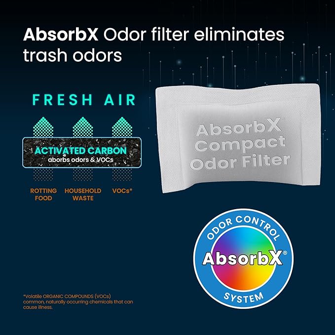 iTouchless 3-Pack AbsorbX Compact Odor Filter Deodorizers, Absorbs Trash Odors, All Natural Activated Carbon, for use with 4 Gal and Smaller Trash Cans with Odor Filter Compartment