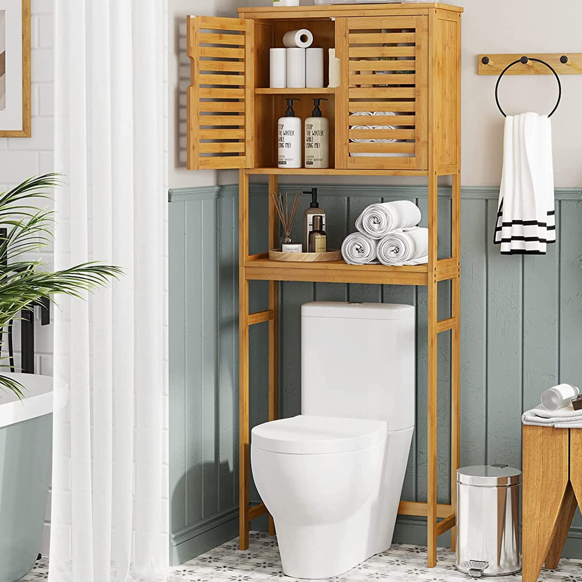 VIAGDO Over The Toilet Storage Cabinet, Tall Bathroom Cabinet - Image 1