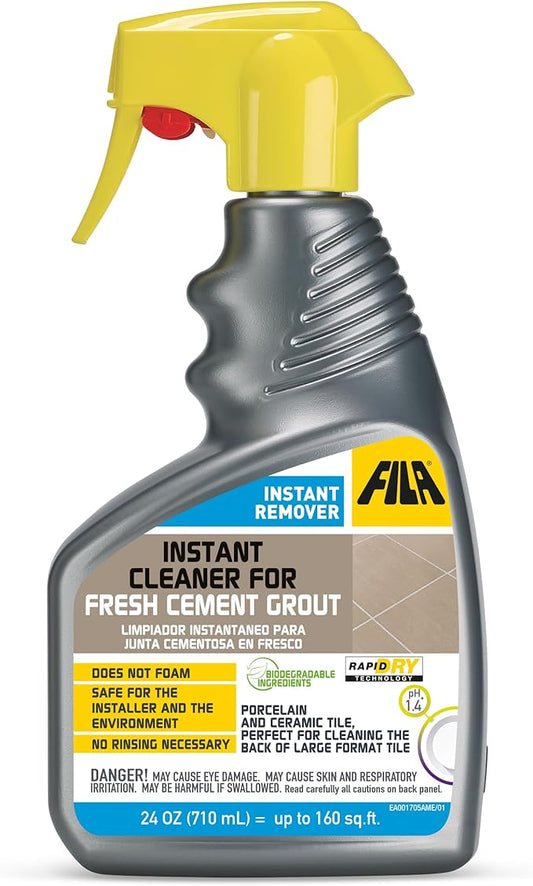 FILA Surface Care Solutions, INSTANT REMOVER, Spray for Grout Haze Clean Up Simultaneously with Installation, Tile and Grout Cleaner, Fast and Effective on Cement Grout, Ready to Use, 24oz