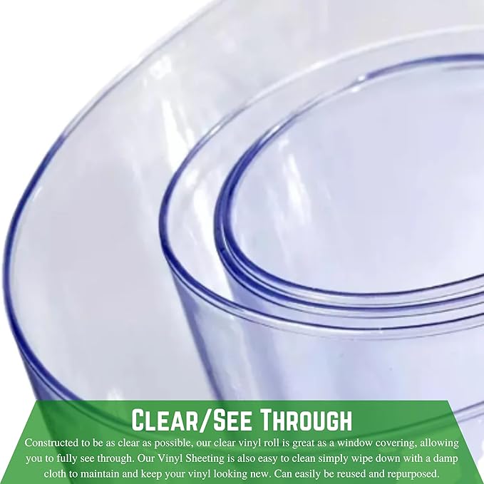 Farm Plastic Supply - Clear Vinyl Sheeting - 80 Mil - Vinyl Plastic Sheeting, Clear Vinyl Roll, Clear Vinyl Sheet for Storm Windows, Clear Vinyl, Covering, Tablecloth Protector (6.5' x 50')