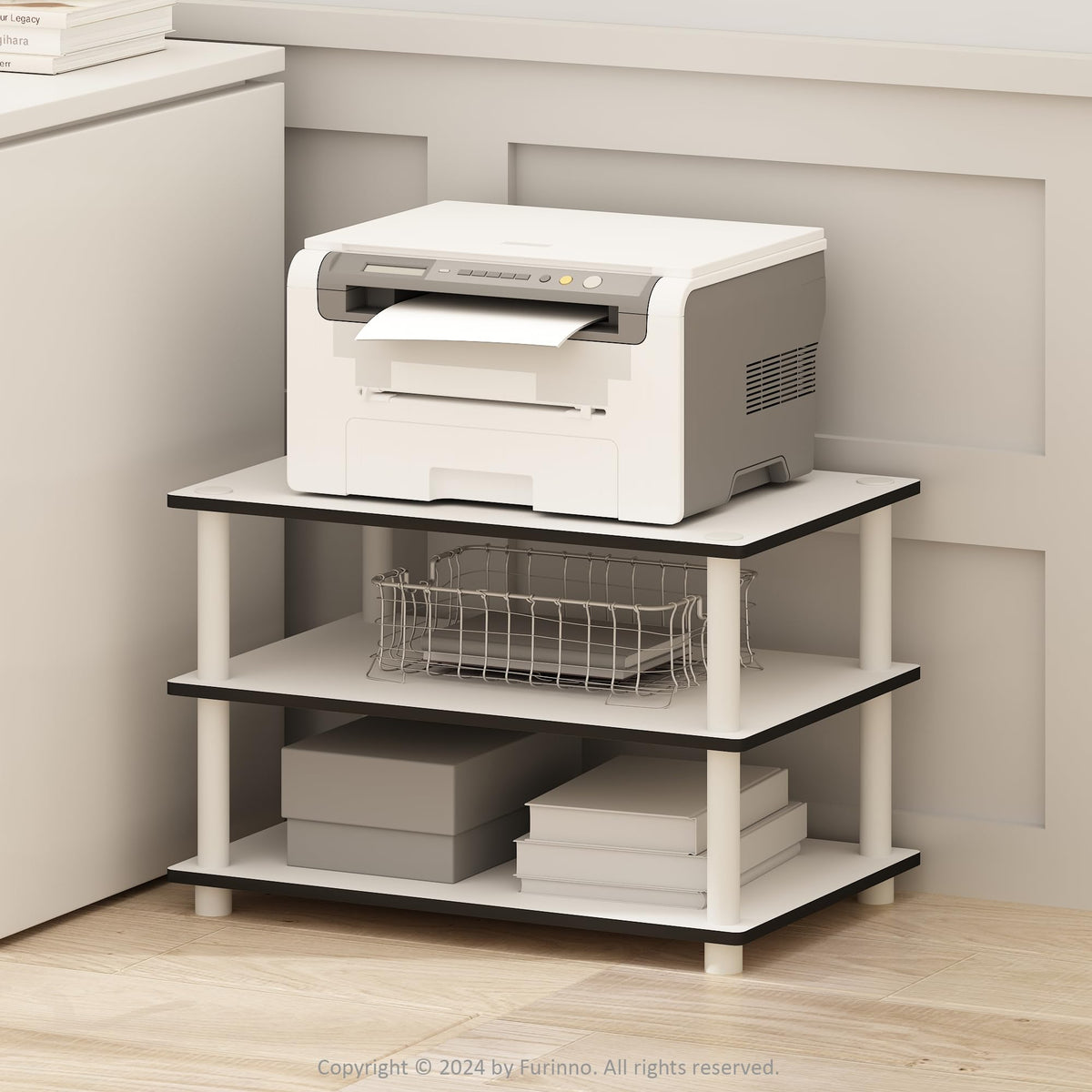 Furinno JUST Toolless Printer Stand with Storage, 3-Tier - Image 1