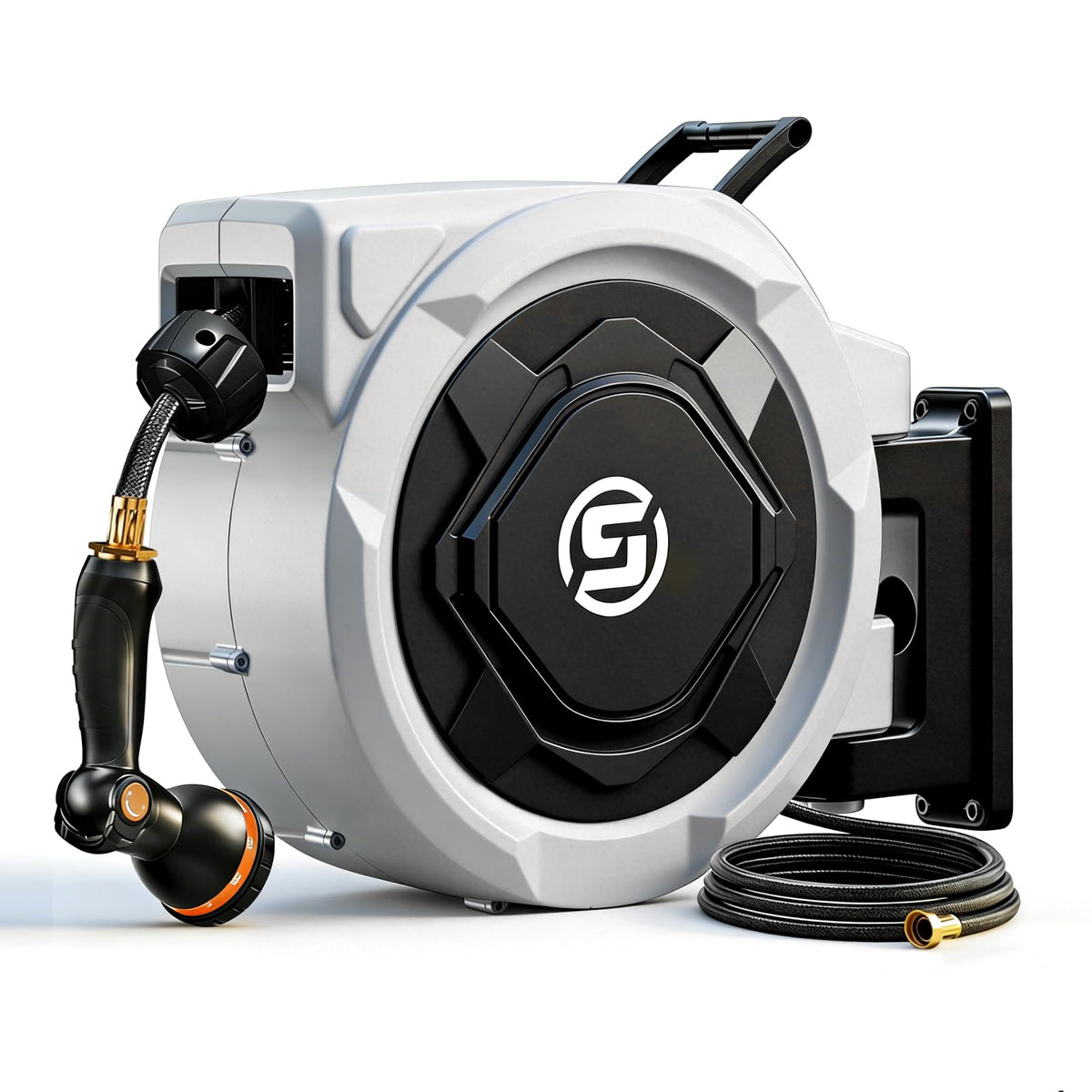 SUNPOW Retractable Garden Hose Reel - 1/2" x 150ft Wall Mounted - Image 1