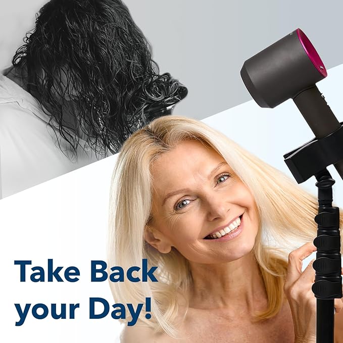 Hair Dryer Stand – Heavy Duty 26-74 Inch Adjustable Blow Dryer Holder with Non-Slip Tripod and Universal Clip – Hands Free for Frozen Shoulder, Arthritis, and Wrist Pain Relief