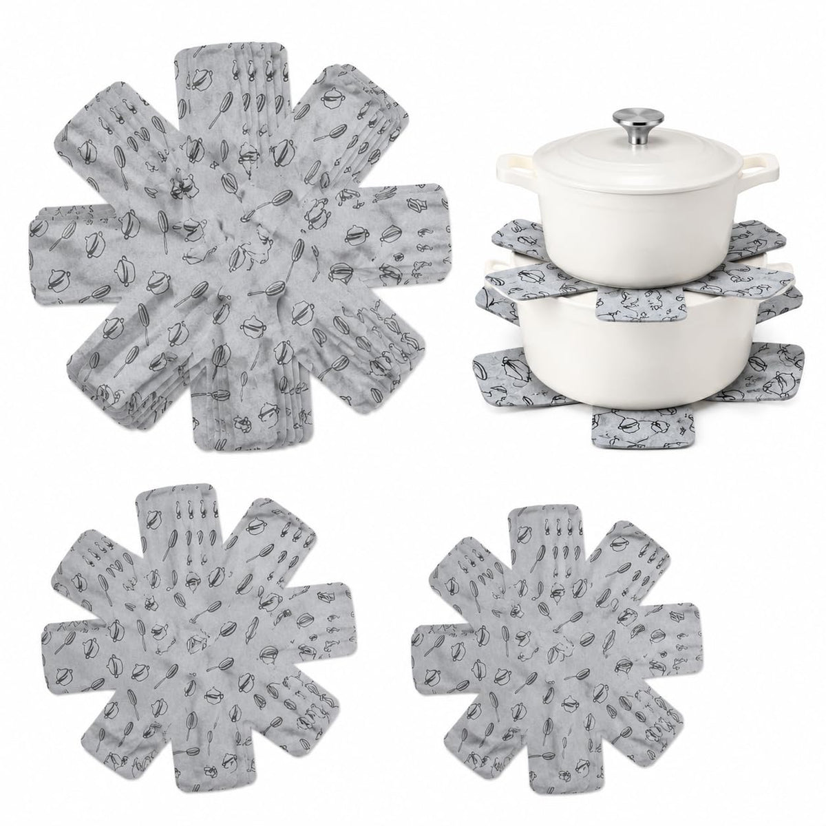 Pot and Pan Protectors for Stacking, 12Pcs 3 Sizes - Image 1