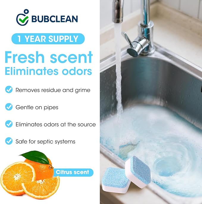 Garbage Disposal Cleaner Deodorizer Tablets - 24 Ultra-Strength Deep Clean to Eliminate Odors
