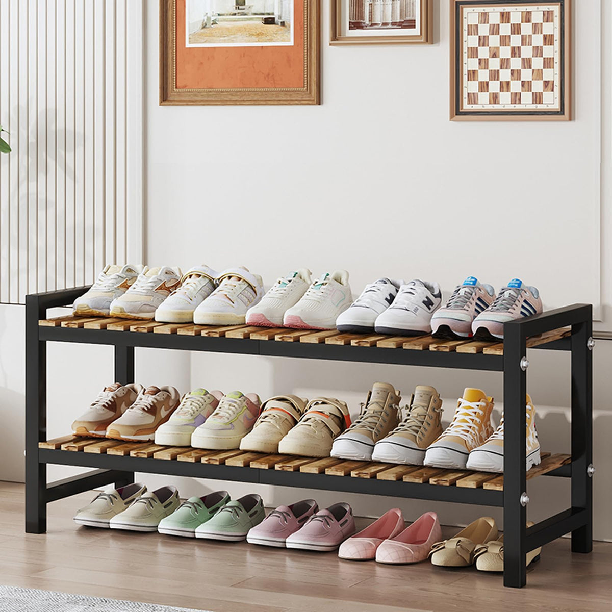 Shoe Rack Organizer for Small Spaces 2Tier Long Narrow Shoe - Image 1