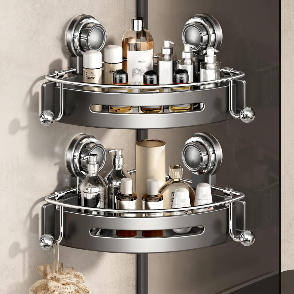 VOLPONE Corner Shower Caddy Suction Cup Shower Shelf Corner No - Image 1