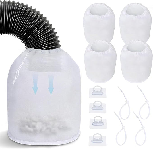 4 Pack Dryer Vent Lint Catcher Bags, Lint Trap Catcher for Dryer Vent, Indoor Outdoor Dryer Lint Catcher Trap and Filter, Dust Catching for Ventless Dryer Vent to Capturing Lint and Dust