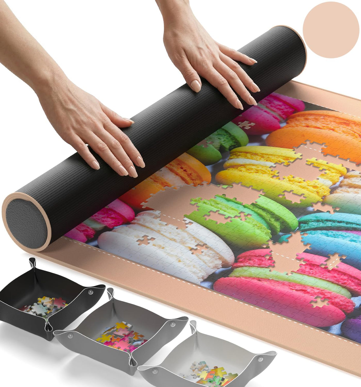 The Original Newverest Jigsaw Puzzle Mat Roll Up, Rose Gold - Image 1