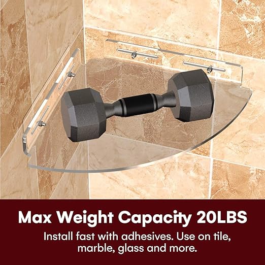 Set of 2 Shower Caddy Bathroom Shelves - Vdomus No-Drill Shower Organizer - Floating Adhesive Acrylic Storage for Tile Walls - Sleek and Durable Bathroom Organizers and Storage