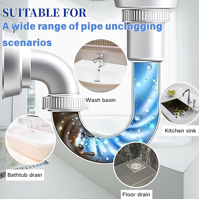 2PCS Powerful Pipe Dredging Agent,350ml Drain Clog Remover Agent,Fast Foaming For Kitchen Toilet Pipeline Quick Cleaners, Unclog Toilet Clog And Kitchen Sink Pipe Unblocker Powder