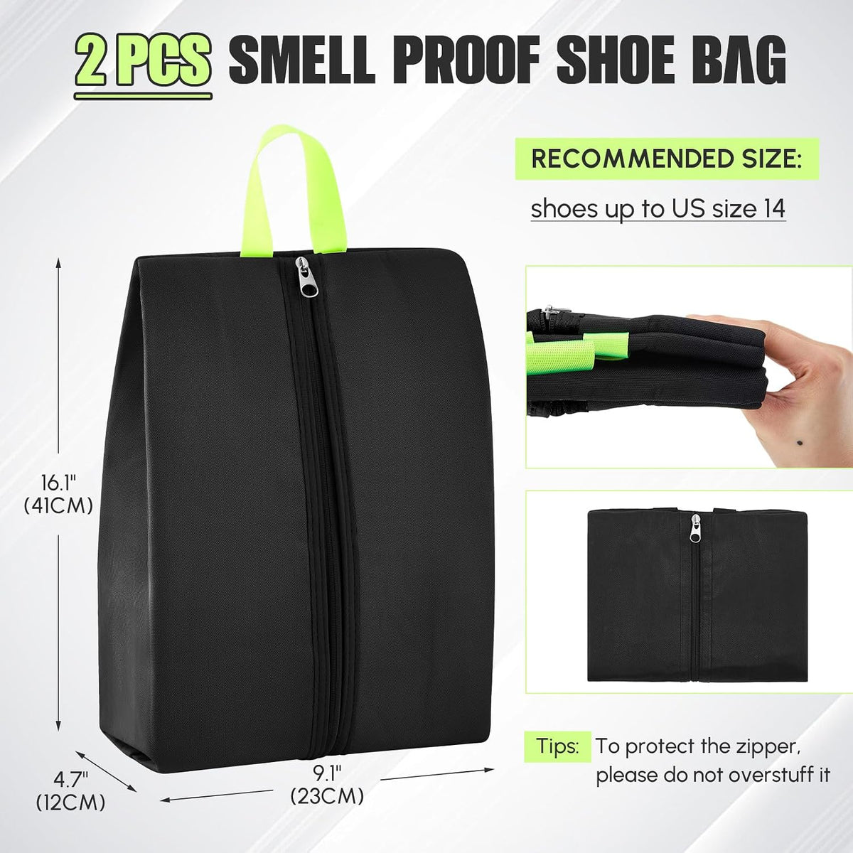Black Cleat Bag with Activated Charcoal Odor Control